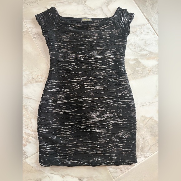Brat Star Dresses & Skirts - Brat Star Black and Silver Mini Dress